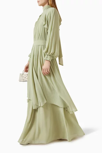 Connie Belted Ruffle Dress