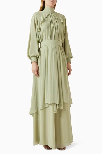 Connie Belted Ruffle Dress