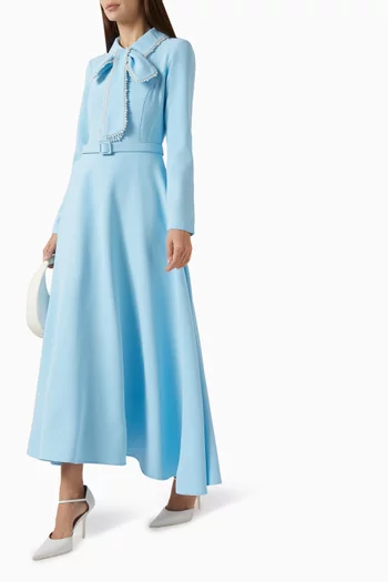 Pearl Bow Belted Midi Dress