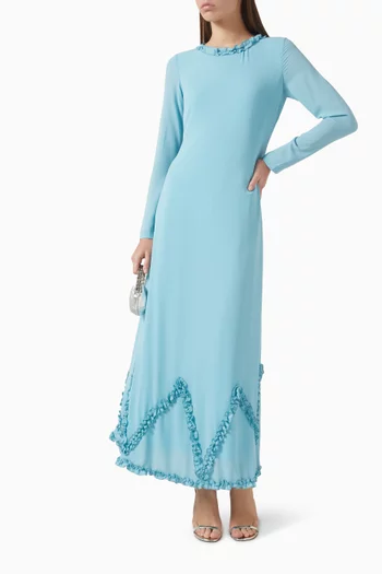 Ruffled Maxi Dress in Chiffon