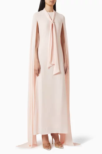 Tie-up Neck Cape Dress