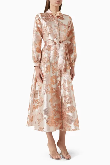 Jacquard Belted Midi Dress