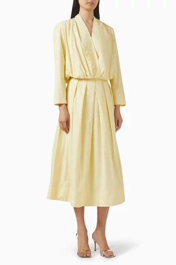 طقم بلوزة وتنورة بتطريزات قطن