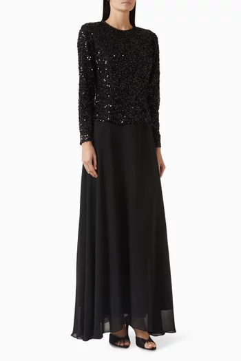 فستان مطرز بالترتر