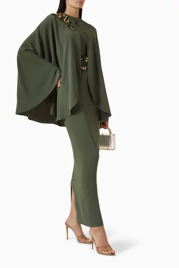 Bead-embellished Cape & Dress Set