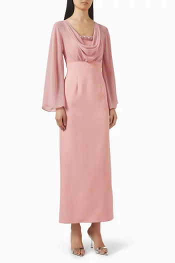 Embroidered Maxi Dress in Chiffon