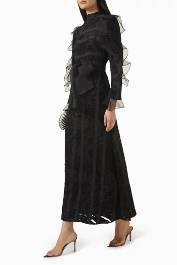 فستان بحزام وكشكش أورجانزا