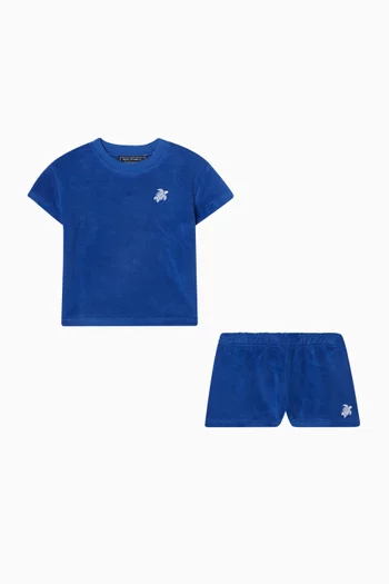 طقم تي شيرت وشورت قطن تيري