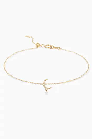 Crescent Moon Diamond Bracelet in 18kt Gold