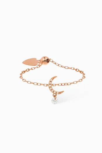 Selene Moon Chain Ring in 18kt Gold