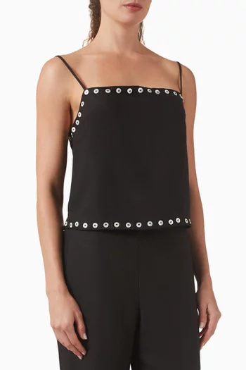 بلوزة كيرا بلا أكمام مزيج كتان