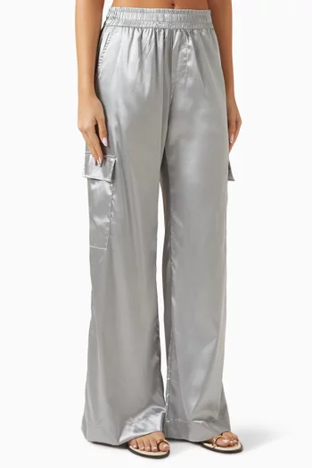 Cargo Pants in Stretch Satin Charmeuse