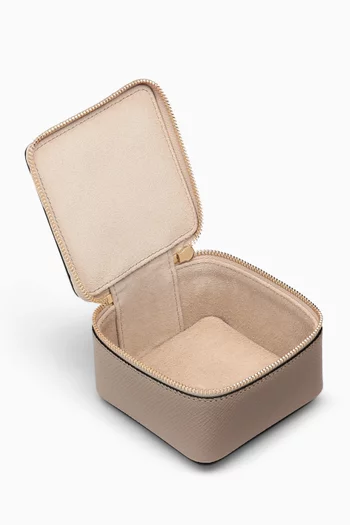 حقيبة مجوهرات متوسطة بتصميم مربع جلد باناما