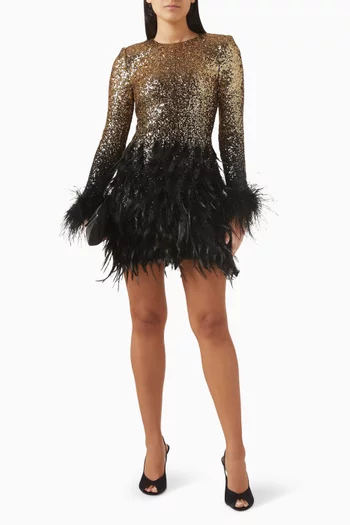 فستان بريانا مطرز بالريش