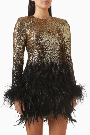 فستان بريانا مطرز بالريش