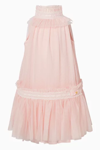 Jenny Spotted Lace Trim Dress in Tulle