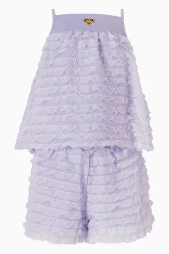 طقم بلوزة وشورت شونا بكشكش