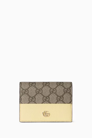 GG Marmont Card Case Wallet in Leather & Canvas