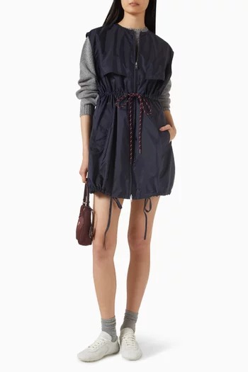 فستان قصير برباط تضييق على الخصر نايلون معاد تدويره