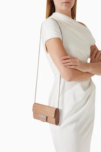 Bing Chain Wallet in Croc-embossed Leather