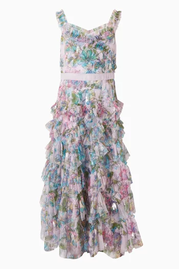 Sleeveless Tiered Ruffle Gown