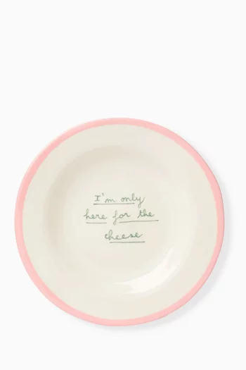 I am only here for cheese Dessert Plate 21 x 21 x 2cm:Light/Pastel Pink:One Size|219208788