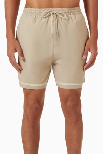 Logo Stripe Print Swim Shorts