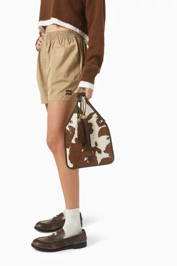 Tassel Handbag in Cow-printed Leather