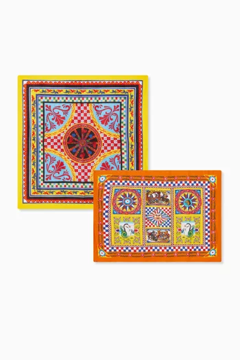 طقم مفرش ومنديل كاريتو كتان