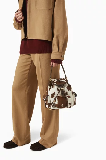 Logo Backpack in Cow-printed Leather