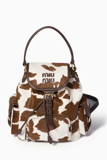 Logo Backpack in Cow-printed Leather