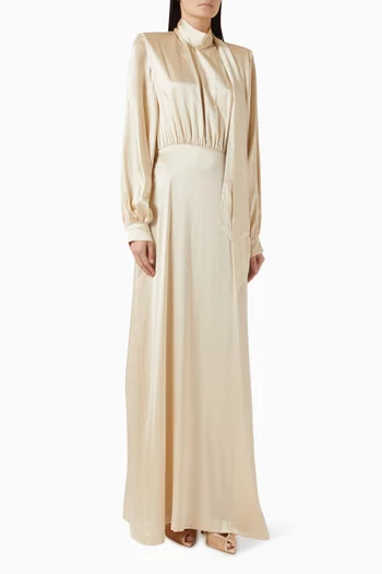 فستان جوليا برباط عند الياقة حرير