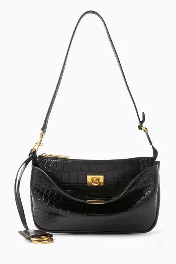 Rodeo Sling Pochette Bag in Croc-embossed Leather
