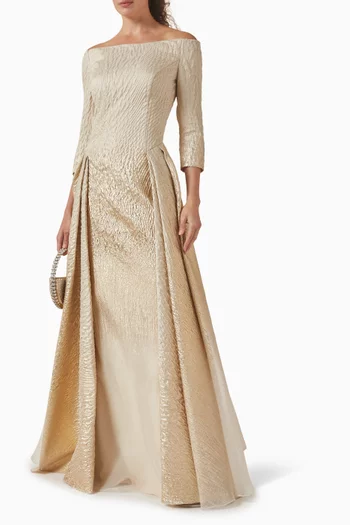 Off-shoulder Dress in Jacquard