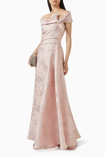 Off-shoulder Maxi Dress in Jacquard