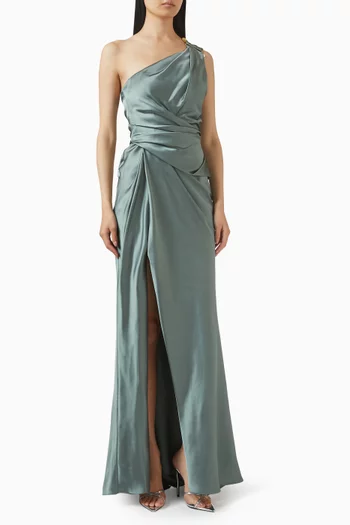 One-shoulder Gown in Satin
