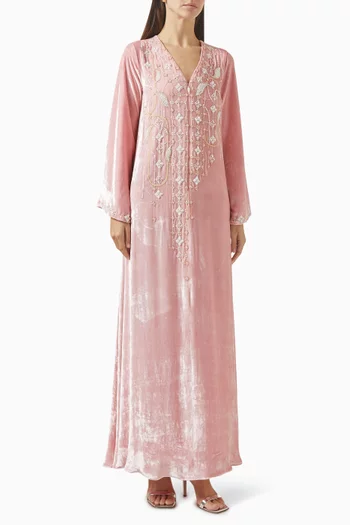 Embroidered Kaftan in Velvet