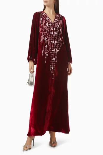 Embroidered Kaftan in Velvet