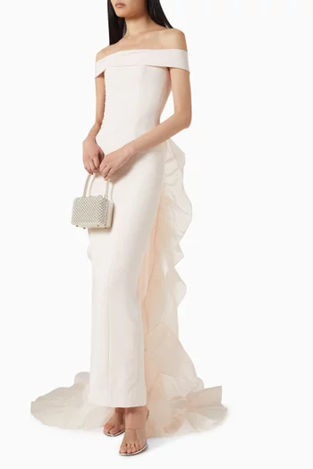 Off-shoulder Gown in Crepe