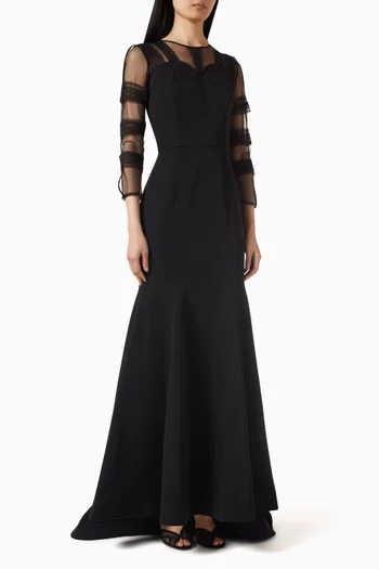 Illusion-sleeve Mermaid Gown