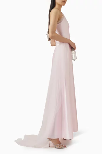 One-shoulder Gown in Mikado-satin