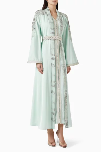 Moroccan Floral-embroidered Kaftan Set