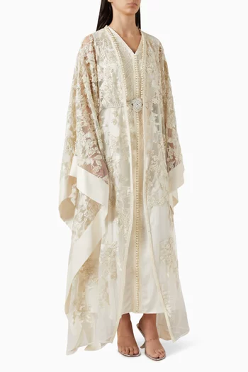 Moroccan Floral Bridal Kaftan Cape Set