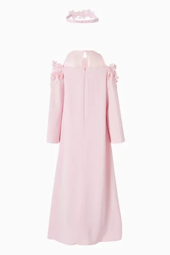 قفطان بقصة على شكل حرف A‏ ورقع زهور بارزة