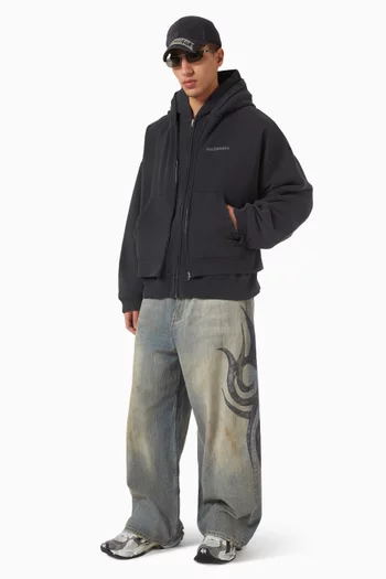 Layered Zip-up Hoodie in Dry Fleece