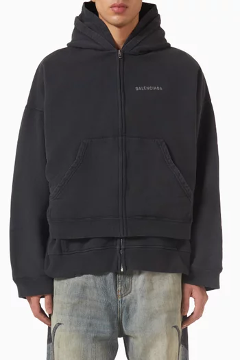 Layered Zip-up Hoodie in Dry Fleece