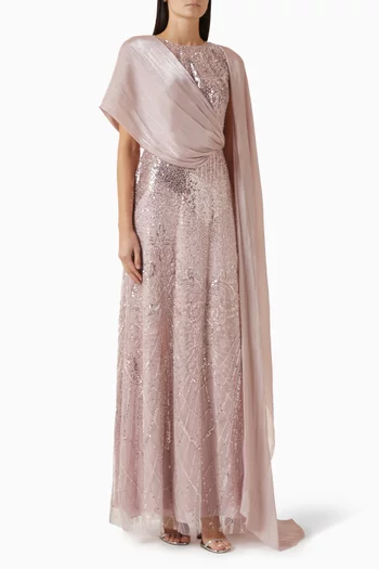 Sequin-embellished Gown in Tulle & Organza