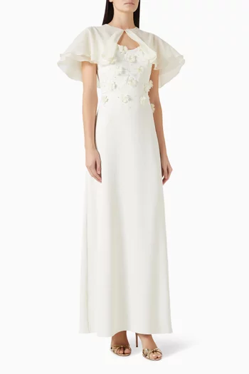 فستان بكاب وتطريزات بارزة كريب وأورجانزا