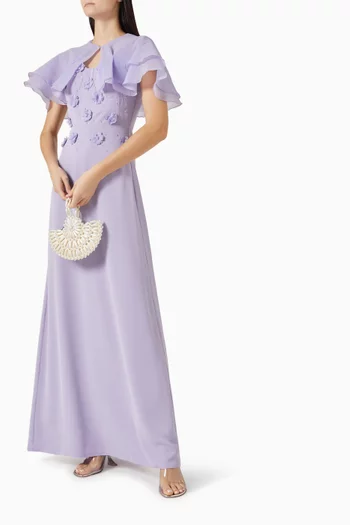 فستان بكاب وتطريزات بارزة كريب وأورجانزا