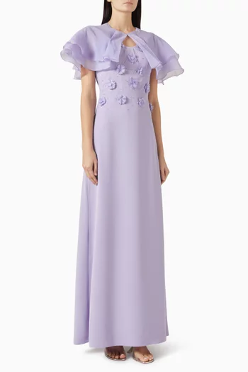 فستان بكاب وتطريزات بارزة كريب وأورجانزا